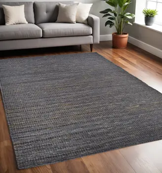 5' X 8' Brown Blue And Taupe Hand Woven Area Rug