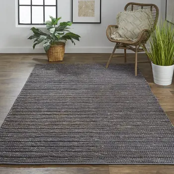 2' X 3' Brown Blue And Taupe Hand Woven Area Rug