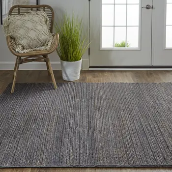 2' X 3' Brown Blue And Taupe Hand Woven Area Rug