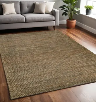 5' X 8' Brown And Gray Hand Woven Area Rug