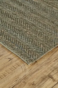 8' X 11' Green Gray And Tan Hand Woven Area Rug