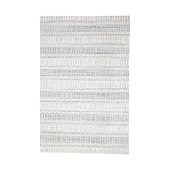 2' X 3' Ivory And Blue Striped Hand Woven Area Rug