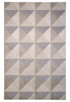 8' X 11' Beige Gray And Ivory Geometric Stain Resistant Area Rug