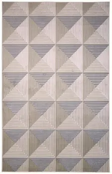 10' X 13' Beige Gray And Ivory Geometric Stain Resistant Area Rug
