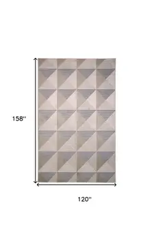 10' X 13' Beige Gray And Ivory Geometric Stain Resistant Area Rug