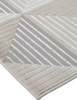10' X 13' Beige Gray And Ivory Geometric Stain Resistant Area Rug
