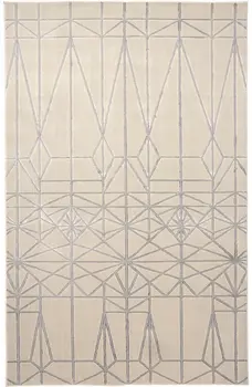 5' X 8' White Silver And Gray Geometric Stain Resistant Area Rug
