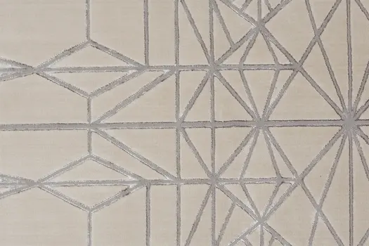 5' X 8' White Silver And Gray Geometric Stain Resistant Area Rug