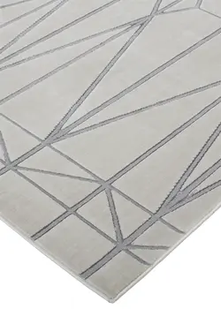 8' X 11' Gray and White Geometric Non Skid Area Rug