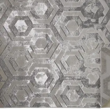 4' X 6' Gray Abstract Non Skid Area Rug