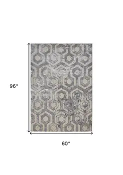 5' X 8' Gray Abstract Non Skid Area Rug