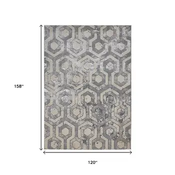 10' X 13' Gray Taupe And Silver Abstract Area Rug
