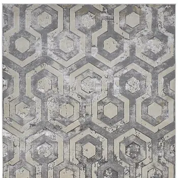 10' X 13' Gray Taupe And Silver Abstract Stain Resistant Area Rug