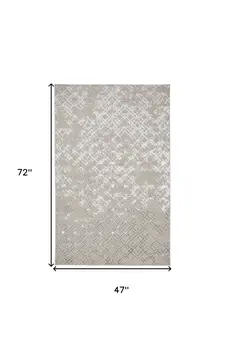 4' X 6' Silver and Gray Abstract Non Skid Area Rug