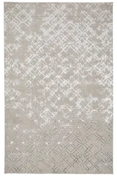 4' X 6' Silver and Gray Abstract Non Skid Area Rug