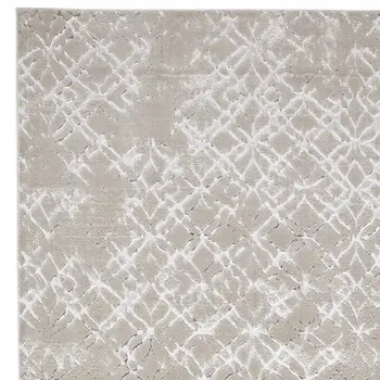 4' X 6' Silver and Gray Abstract Non Skid Area Rug