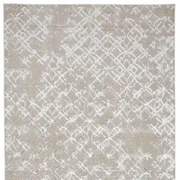 7' X 10' Silver and Gray Abstract Non Skid Area Rug