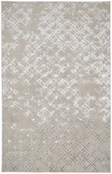 9' X 12' Silver Gray And White Abstract Area Rug