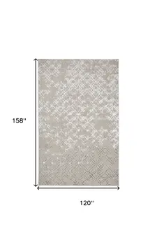 10' X 13' Silver Gray And White Abstract Stain Resistant Area Rug