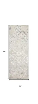 8' Silver Gray And White Abstract Stain Resistant Runner Rug