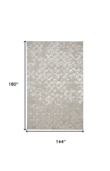 12' X 15' Silver Gray And White Abstract Area Rug