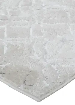 12' X 15' Silver Gray And White Abstract Area Rug