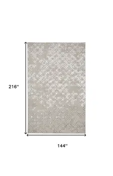 12' X 18' Silver Gray And White Abstract Area Rug