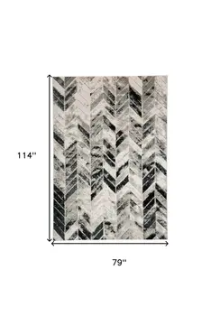7' X 10' Black Gray And Silver Geometric Stain Resistant Area Rug
