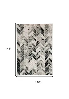 9' X 12' Black Gray And Silver Geometric Area Rug