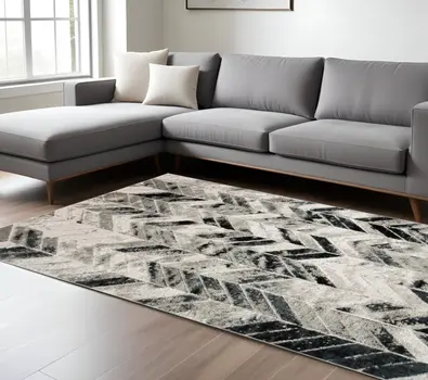 12' X 15' Black Gray And Silver Geometric Stain Resistant Area Rug