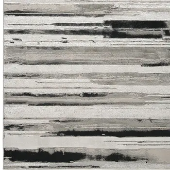 5' X 8' Black and Silver Abstract Non Skid Area Rug