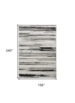 13' X 20' Black And Silver Abstract Area Rug