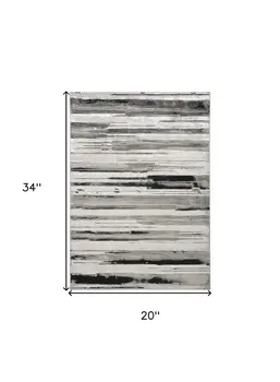2' X 3' Silver Gray And Black Abstract Stain Resistant Area Rug