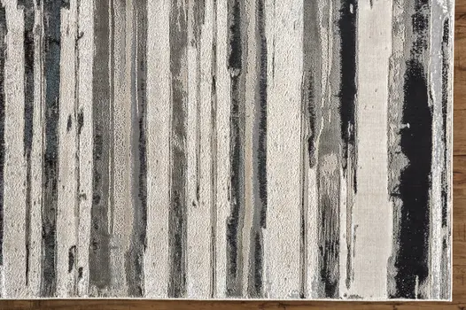 2' X 3' Silver Gray And Black Abstract Stain Resistant Area Rug