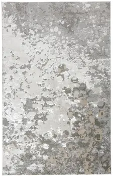 8' X 10' Silver and Gray Abstract Non Skid Area Rug