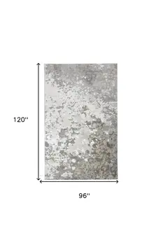8' X 10' Silver and Gray Abstract Non Skid Area Rug