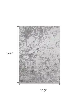 9' X 12' Silver Gray And White Abstract Area Rug