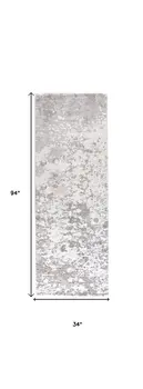 8' Gray and Silver Abstract Power Loom Runner Rug