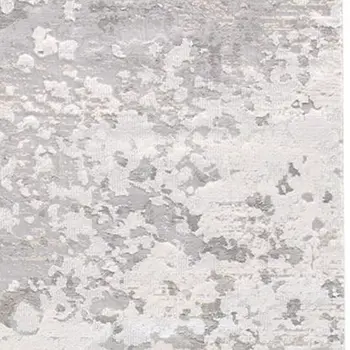 8' Gray and Silver Abstract Power Loom Runner Rug