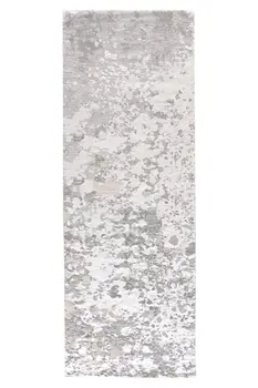 8' Gray and Silver Abstract Power Loom Runner Rug