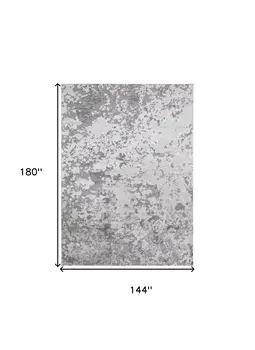 12' X 15' Silver Gray And White Abstract Stain Resistant Area Rug