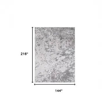 12' X 18' Silver Gray And White Abstract Area Rug