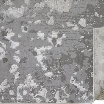 12' X 18' Silver Gray And White Abstract Area Rug