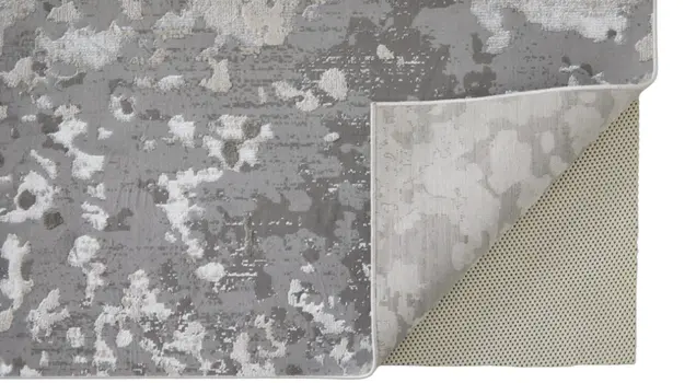 12' X 18' Silver Gray And White Abstract Area Rug