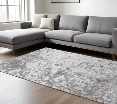 13' X 20' Silver And Gray Abstract Area Rug