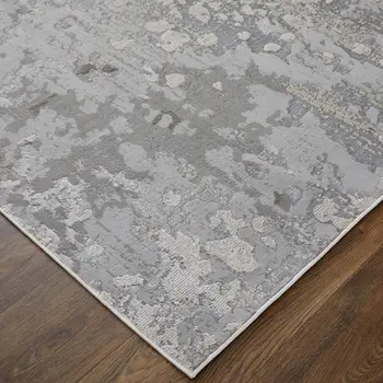 13' X 20' Silver And Gray Abstract Area Rug
