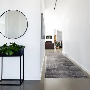 8' Black Silver And Gray Abstract Runner Rug