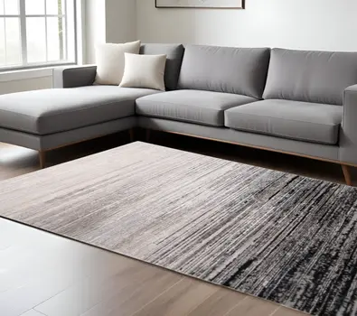 12' X 15' Black And Dark Gray Abstract Area Rug