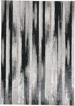 4' X 6' Black Silver and Gray Abstract Power Loom Area Rug