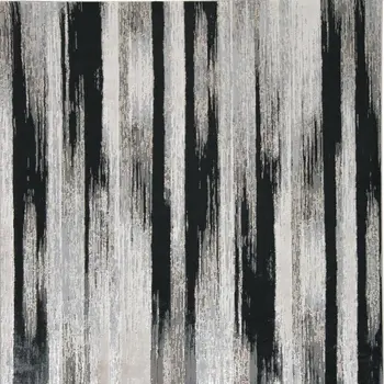 9' X 12' Black Silver and Gray Abstract Power Loom Area Rug